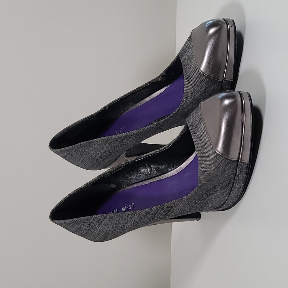 Nine West denim/patent high heels size 9.5